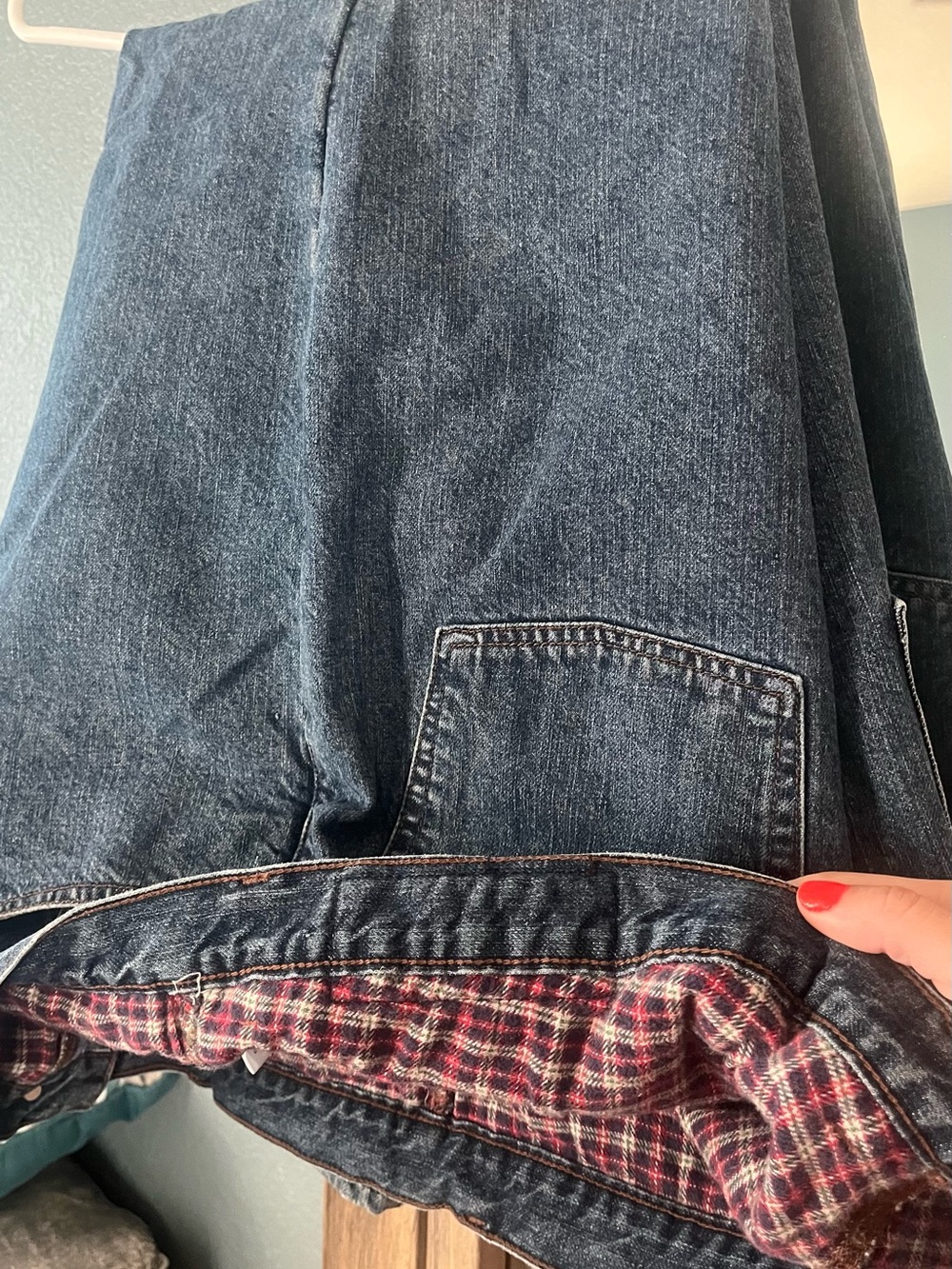 Perry Ellis Dark Blue Relaxed Jeans with Plaid Lining